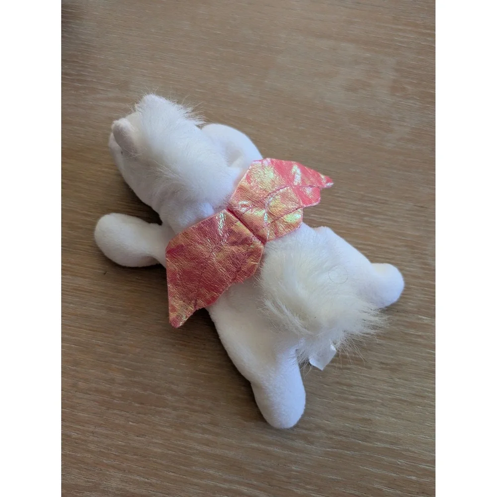 White‎ Pegasus Beanie Plush Iridescent Pink Wings Unicorn Horse Nursery Fantasy